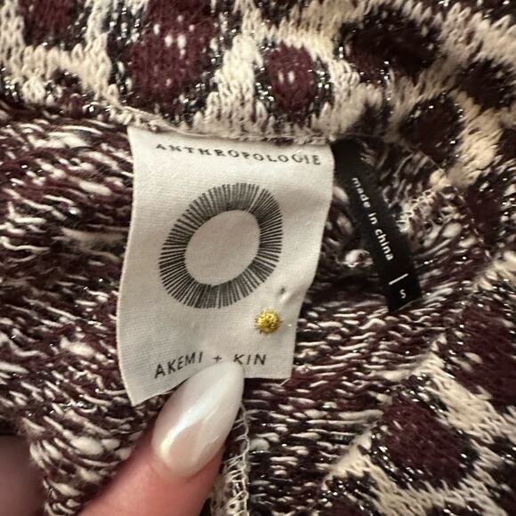 Akemi + Kin Anthropologie cream & maroon pattern sleeveless knit top size S - Picture 6 of 12